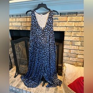 Polka Dot jersey wide leg jumper, black multi, size Large, EUC